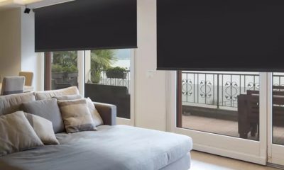 Black bedroom roller blind